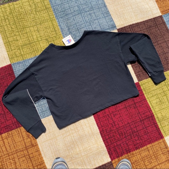 Champion Women’s Long Sleeve Crop Top- White&Black - Picture 4 of 6